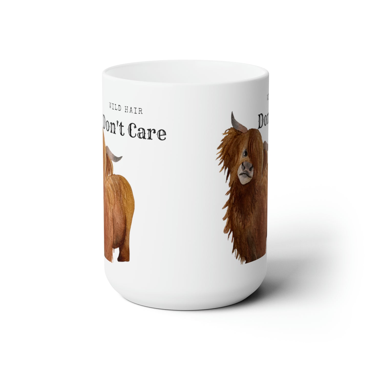 Wild Hair Cow Ceramic Mug 15oz