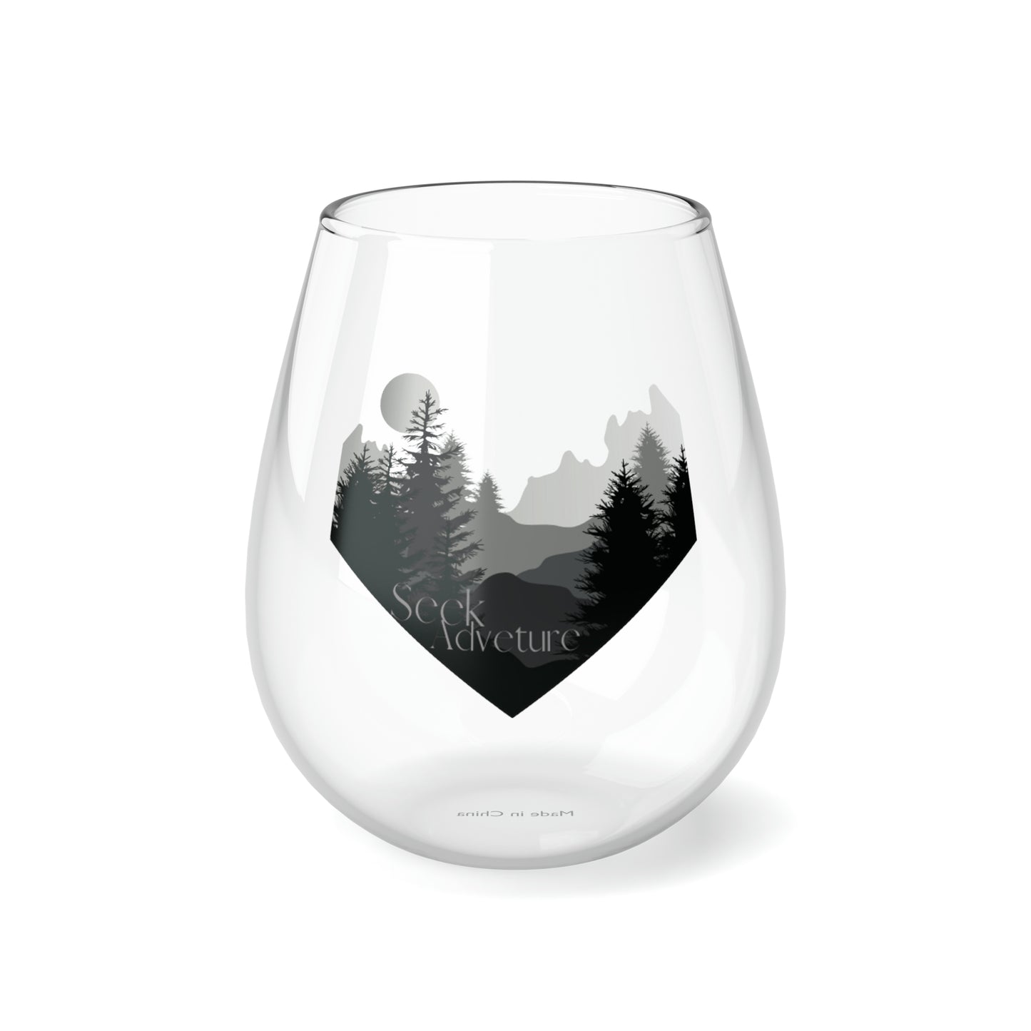 Seek Adventure Stemless Wine Glass, 11.75oz