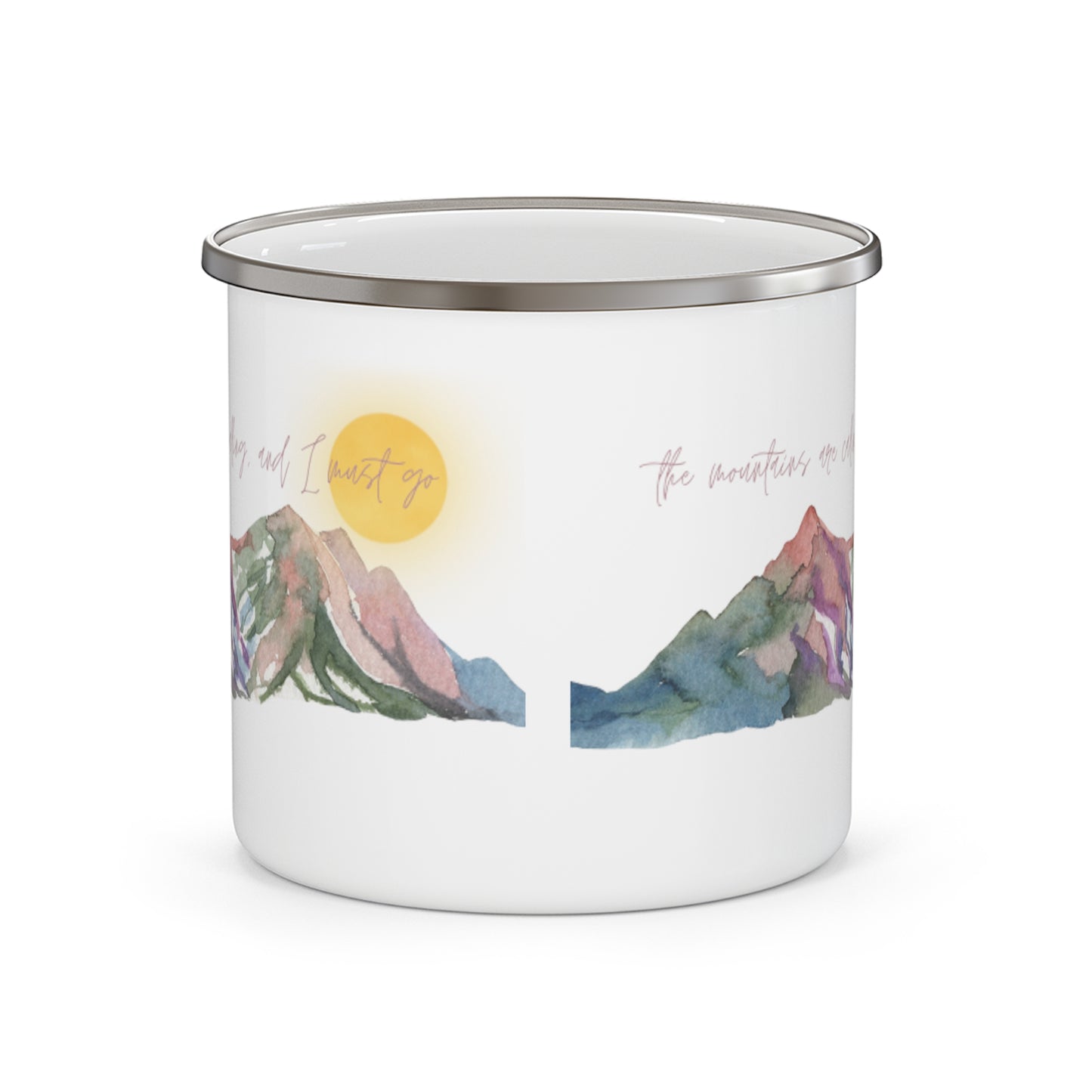 The Mountains are Calling Enamel Camping Mug