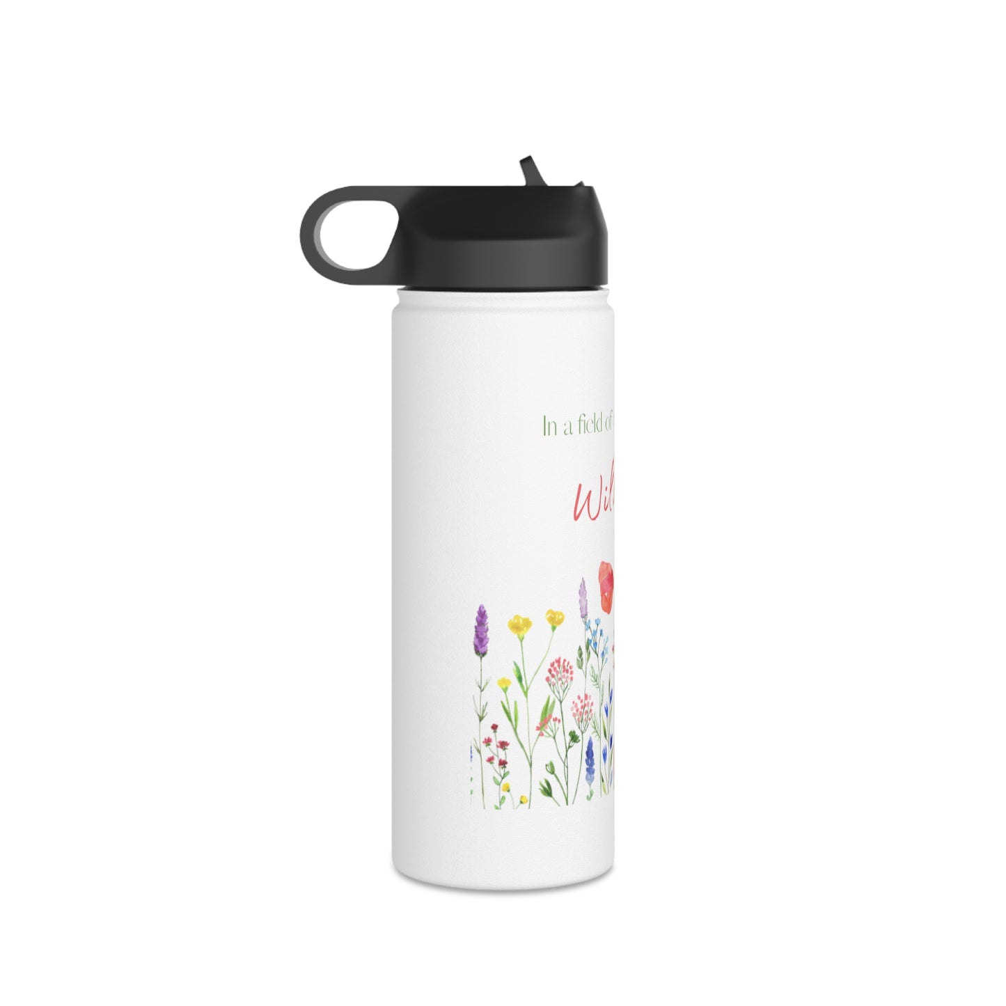 Wildflower Stainless Steel Water Bottle, Standard Lid