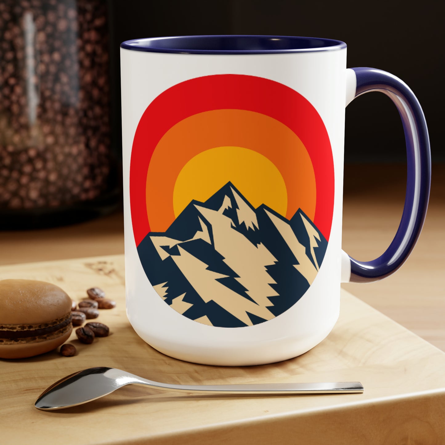 Retro Mountain Two-Tone Coffee Mugs, 15oz