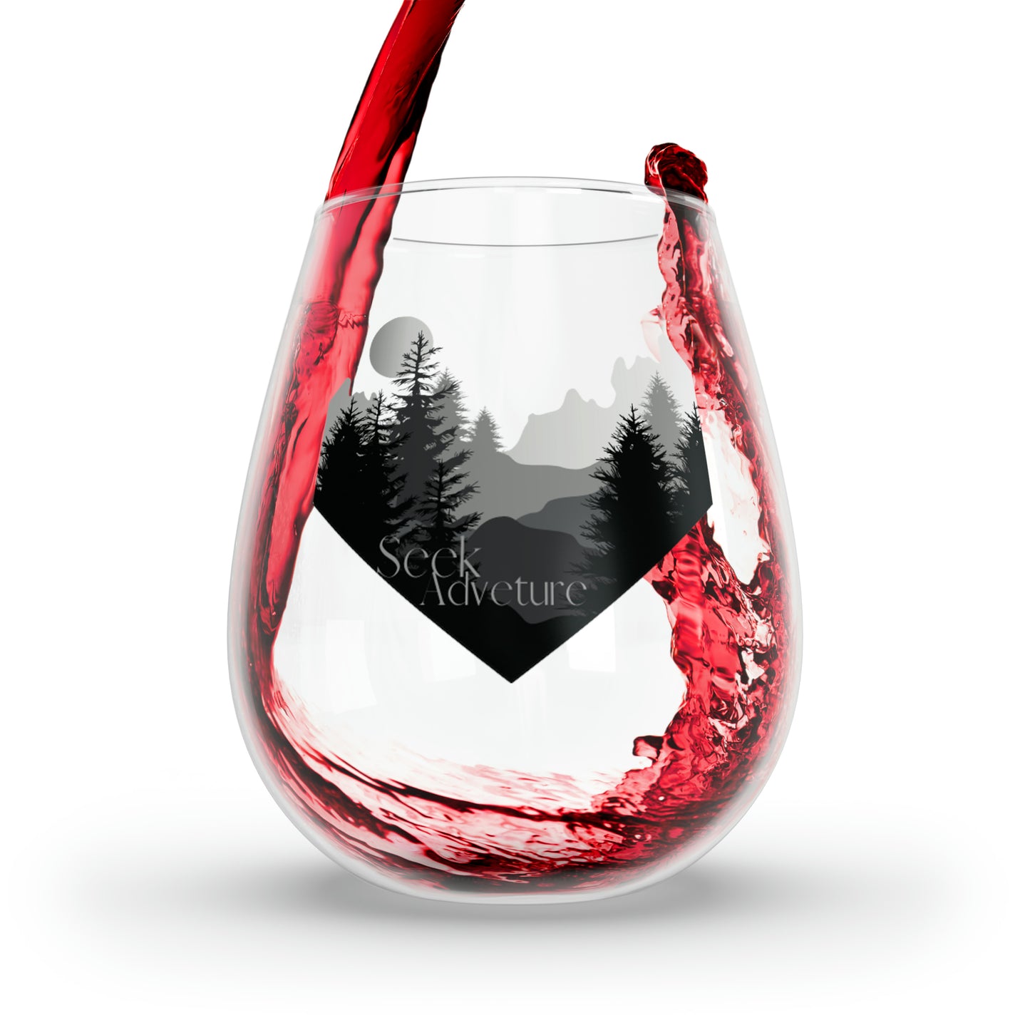 Seek Adventure Stemless Wine Glass, 11.75oz