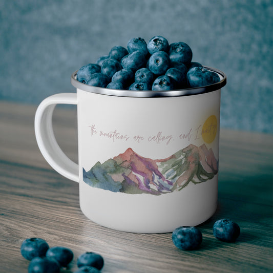 The Mountains are Calling Enamel Camping Mug