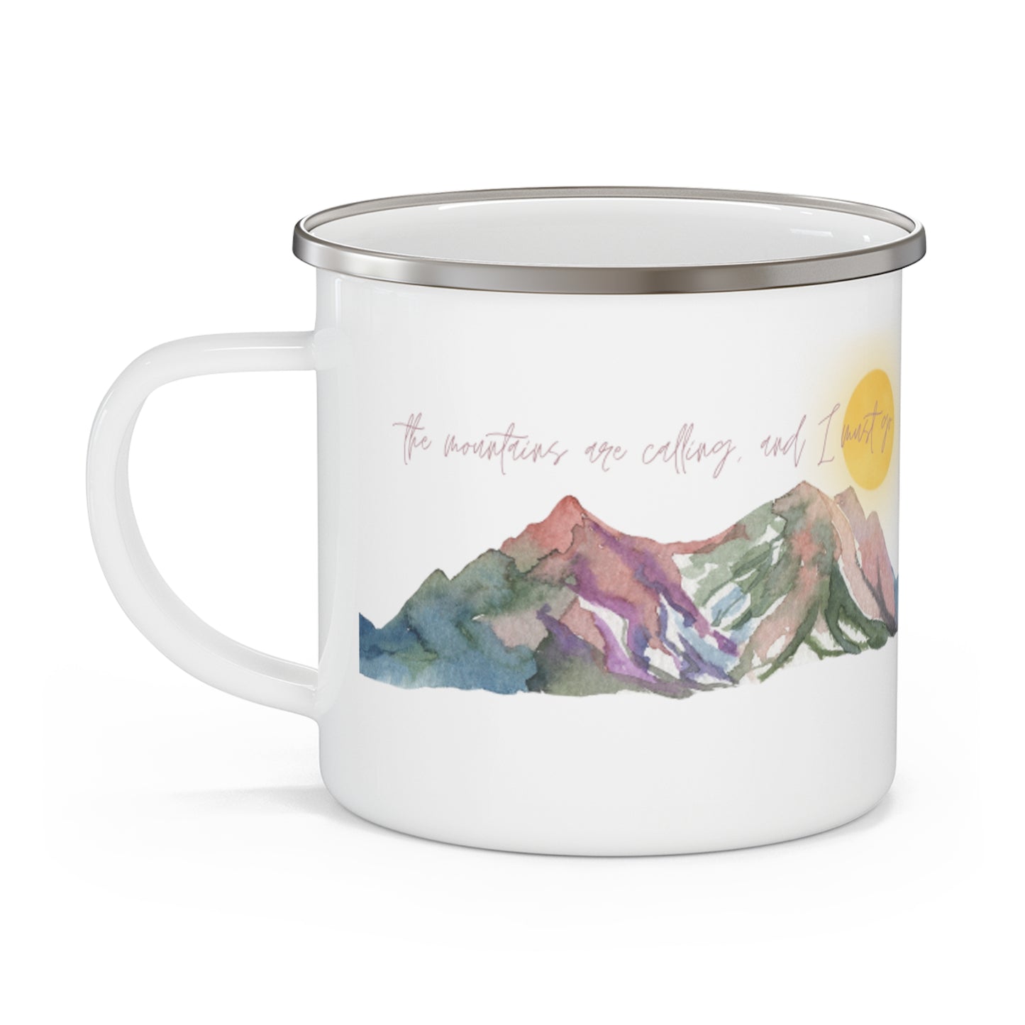 The Mountains are Calling Enamel Camping Mug