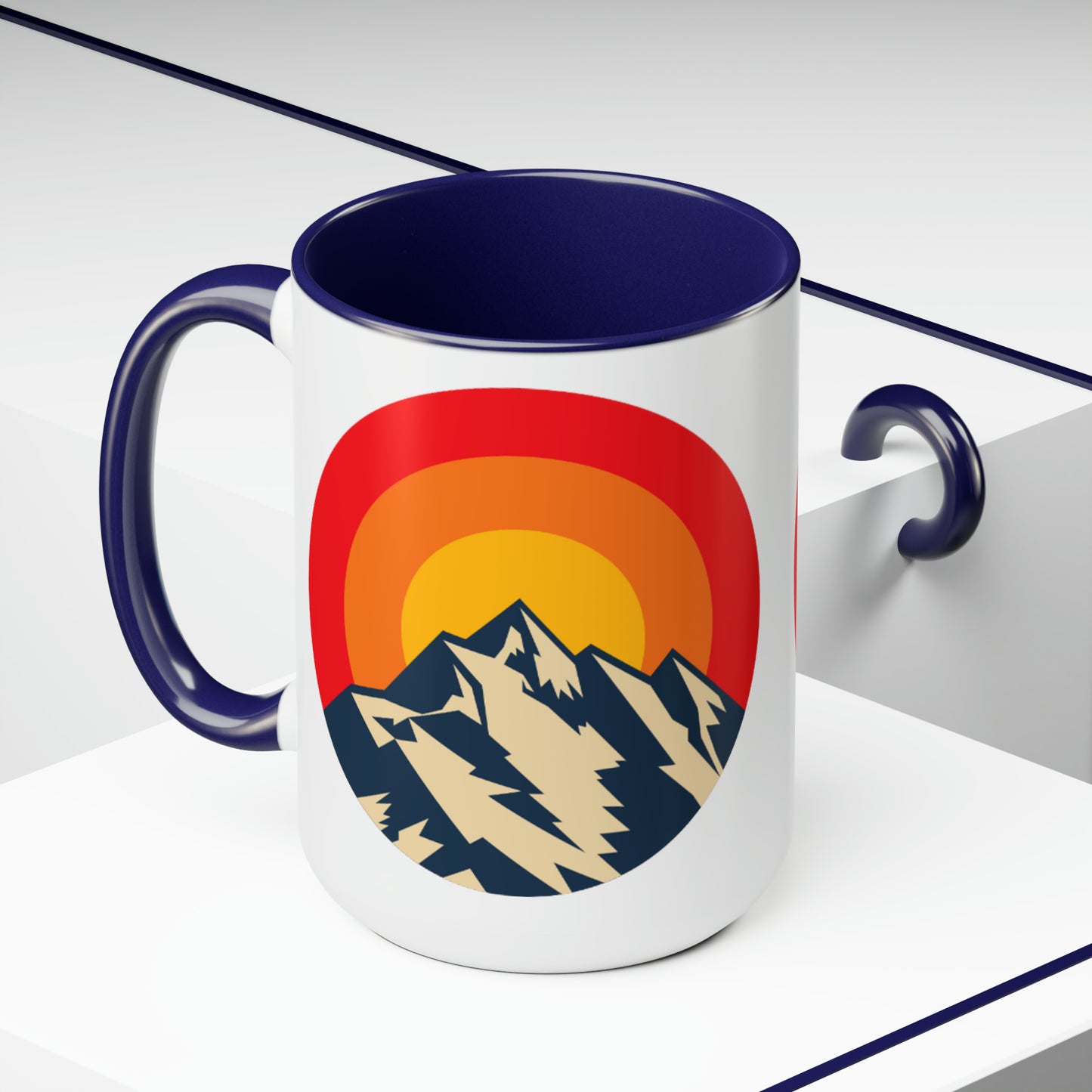 Retro Mountain Two-Tone Coffee Mugs, 15oz