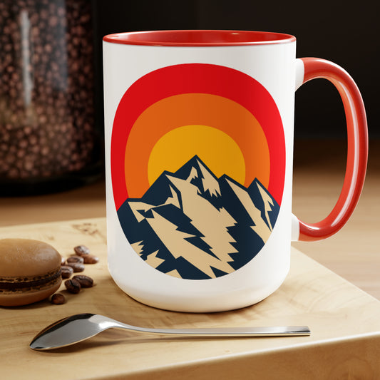 Retro Mountain Two-Tone Coffee Mugs, 15oz