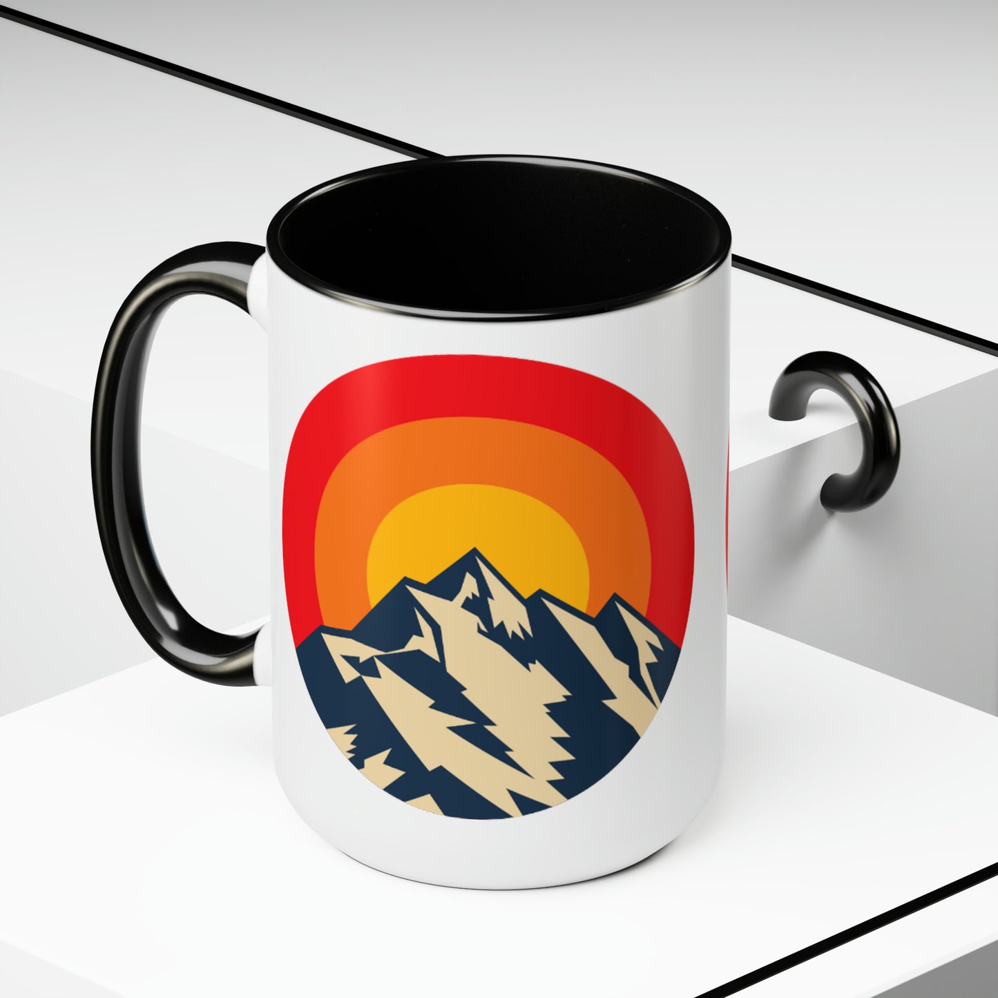 Retro Mountain Two-Tone Coffee Mugs, 15oz