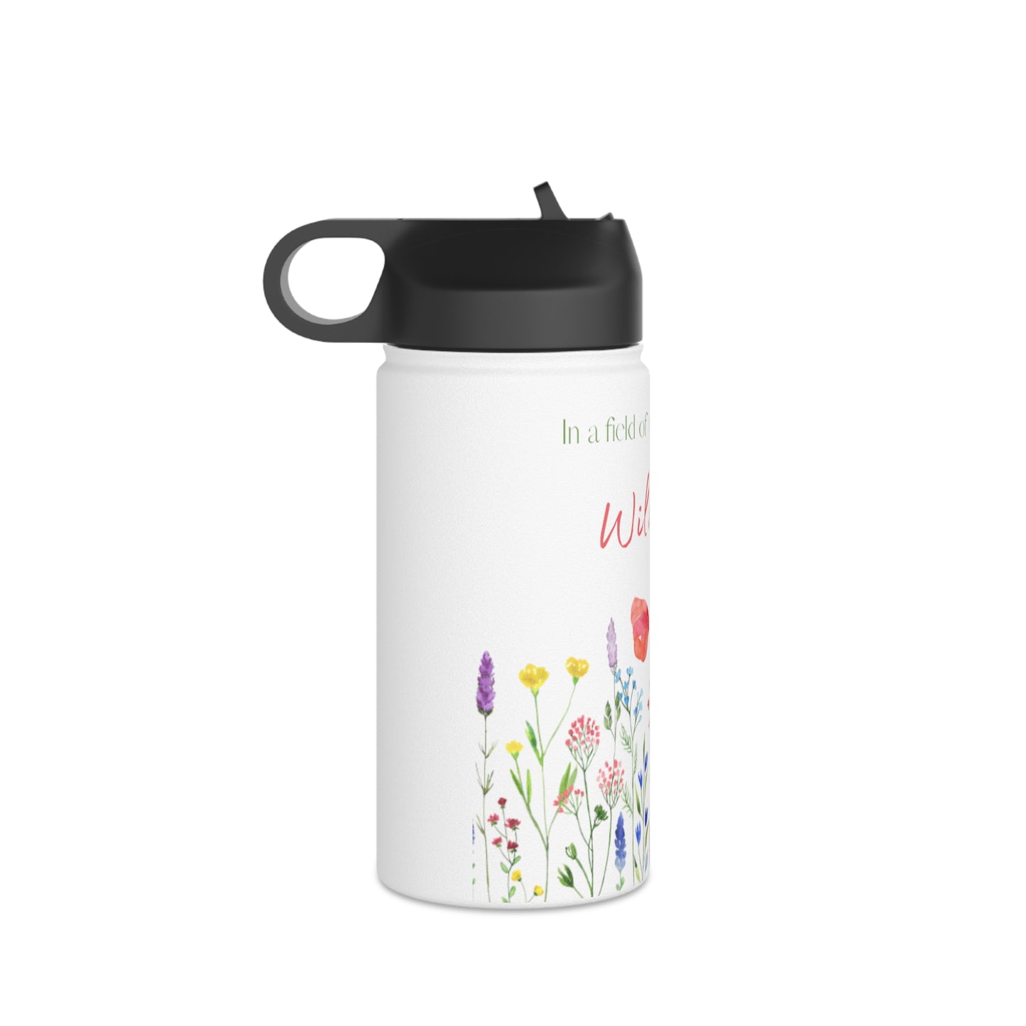 Wildflower Stainless Steel Water Bottle, Standard Lid