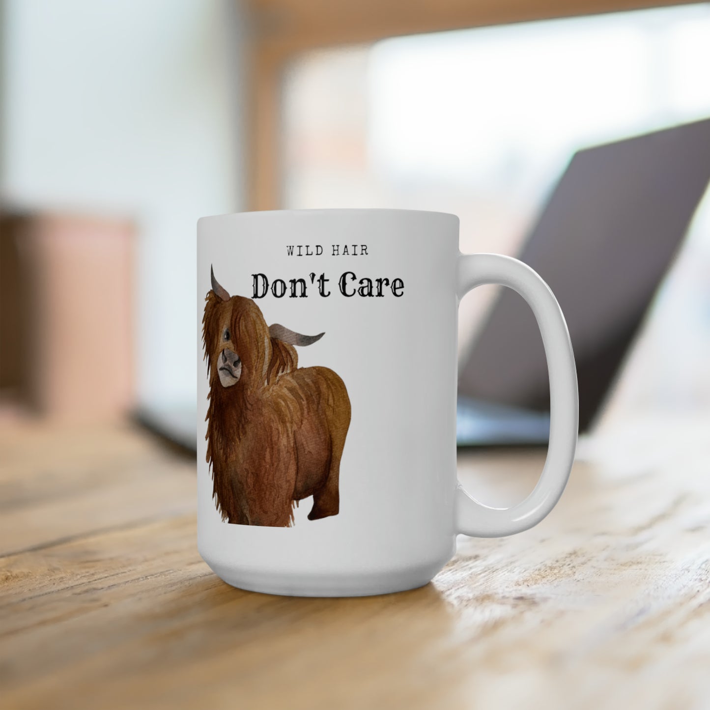 Wild Hair Cow Ceramic Mug 15oz