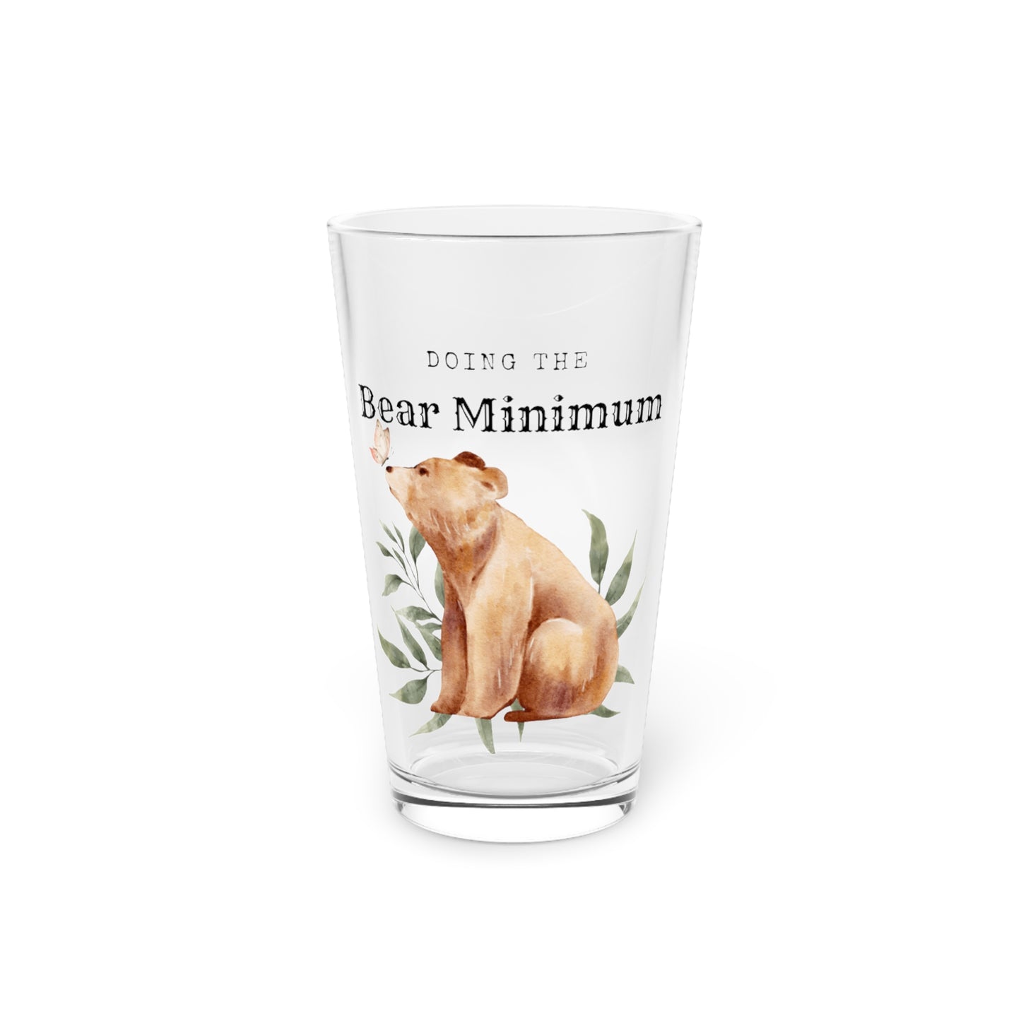 Bear Minimum Pint Glass, 16oz