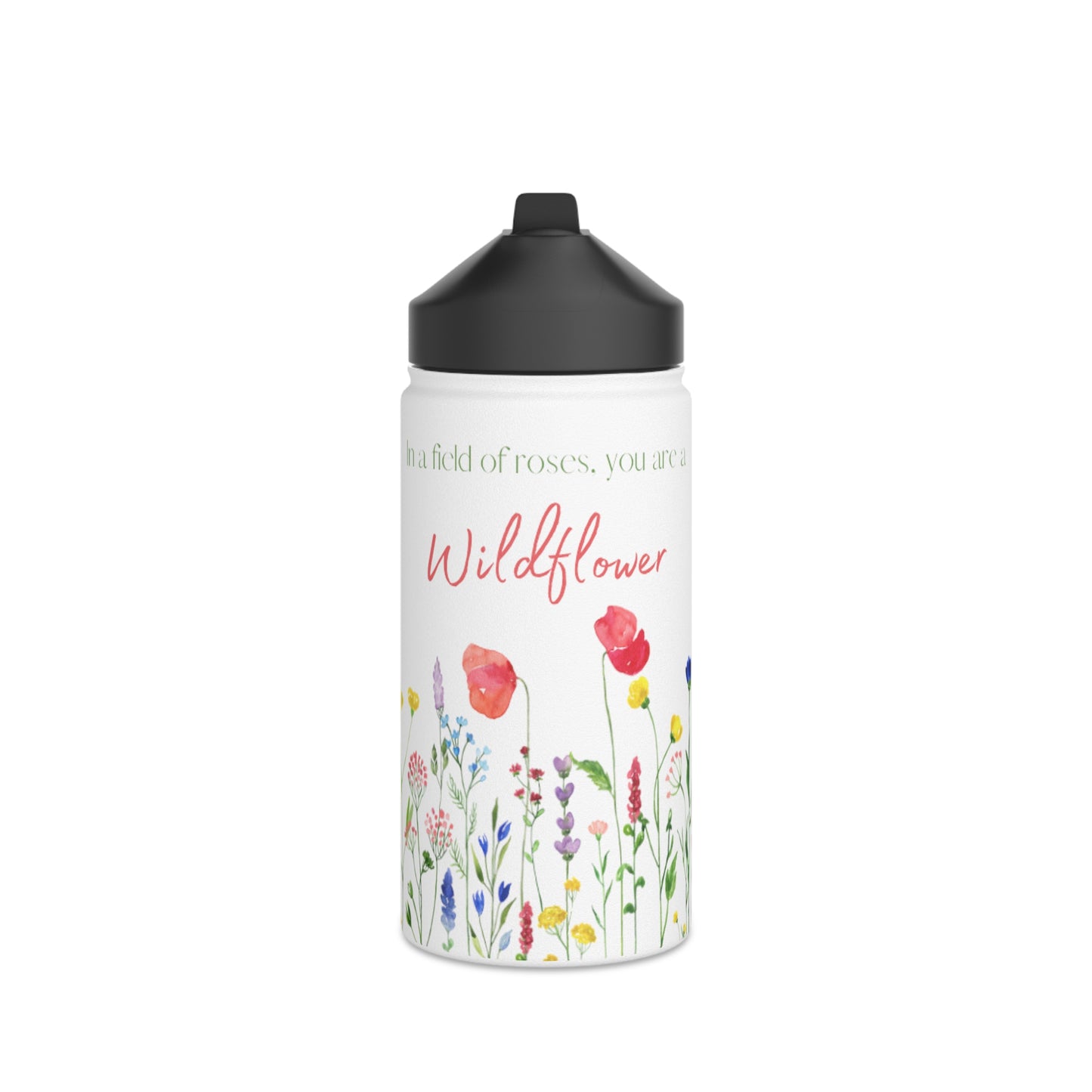 Wildflower Stainless Steel Water Bottle, Standard Lid