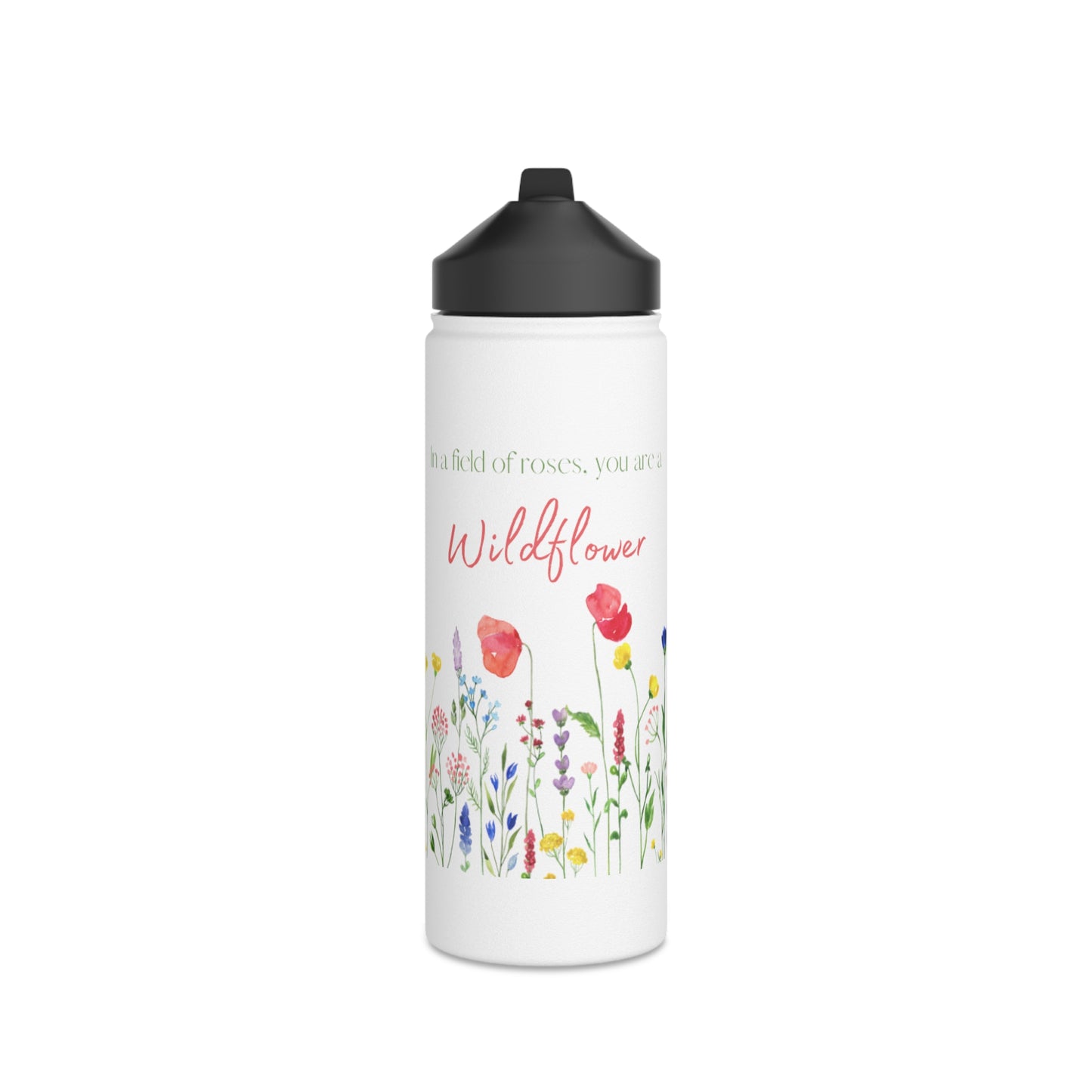 Wildflower Stainless Steel Water Bottle, Standard Lid