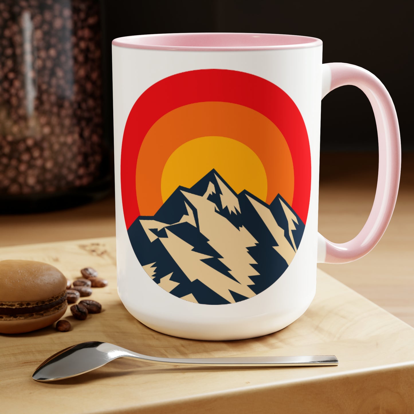 Retro Mountain Two-Tone Coffee Mugs, 15oz