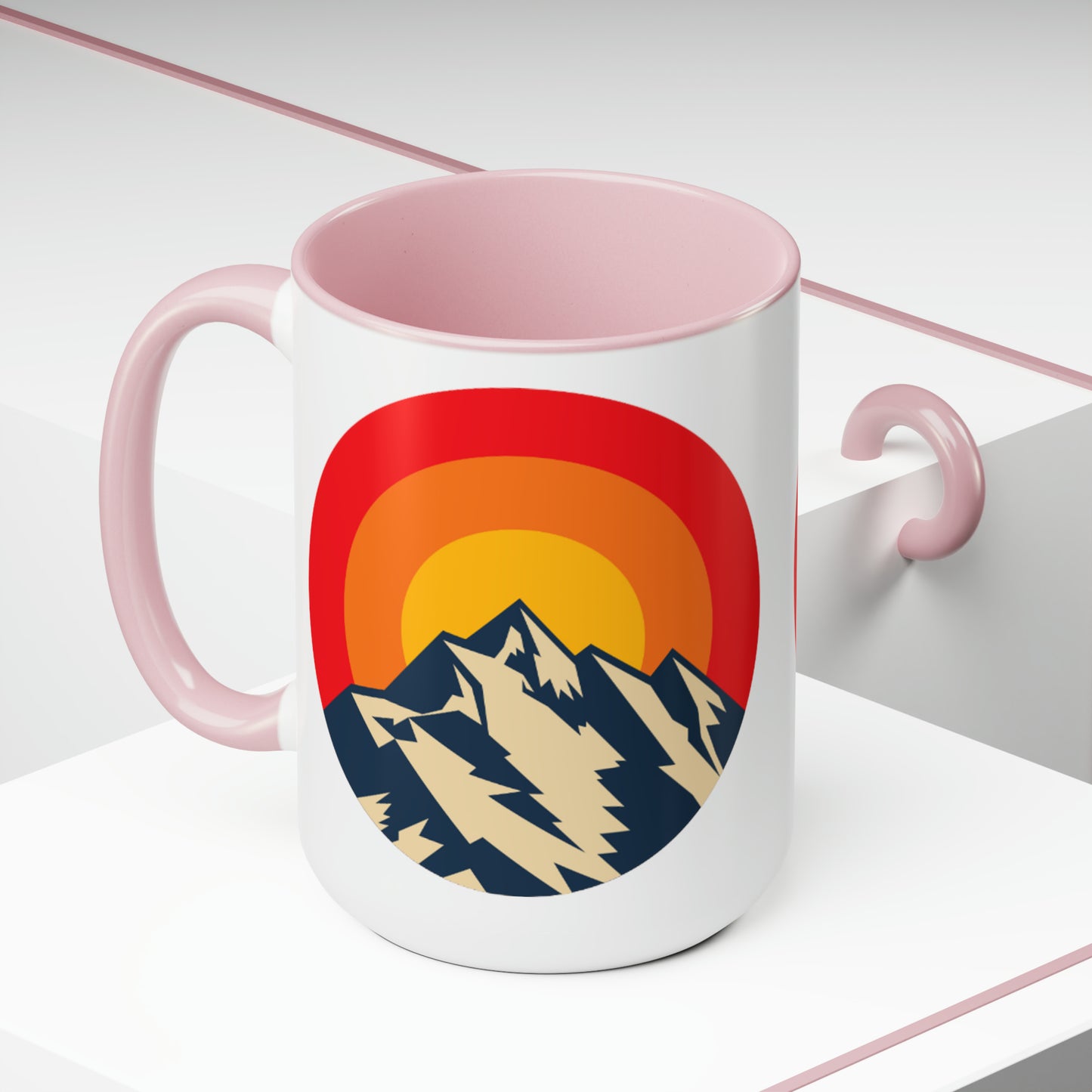 Retro Mountain Two-Tone Coffee Mugs, 15oz