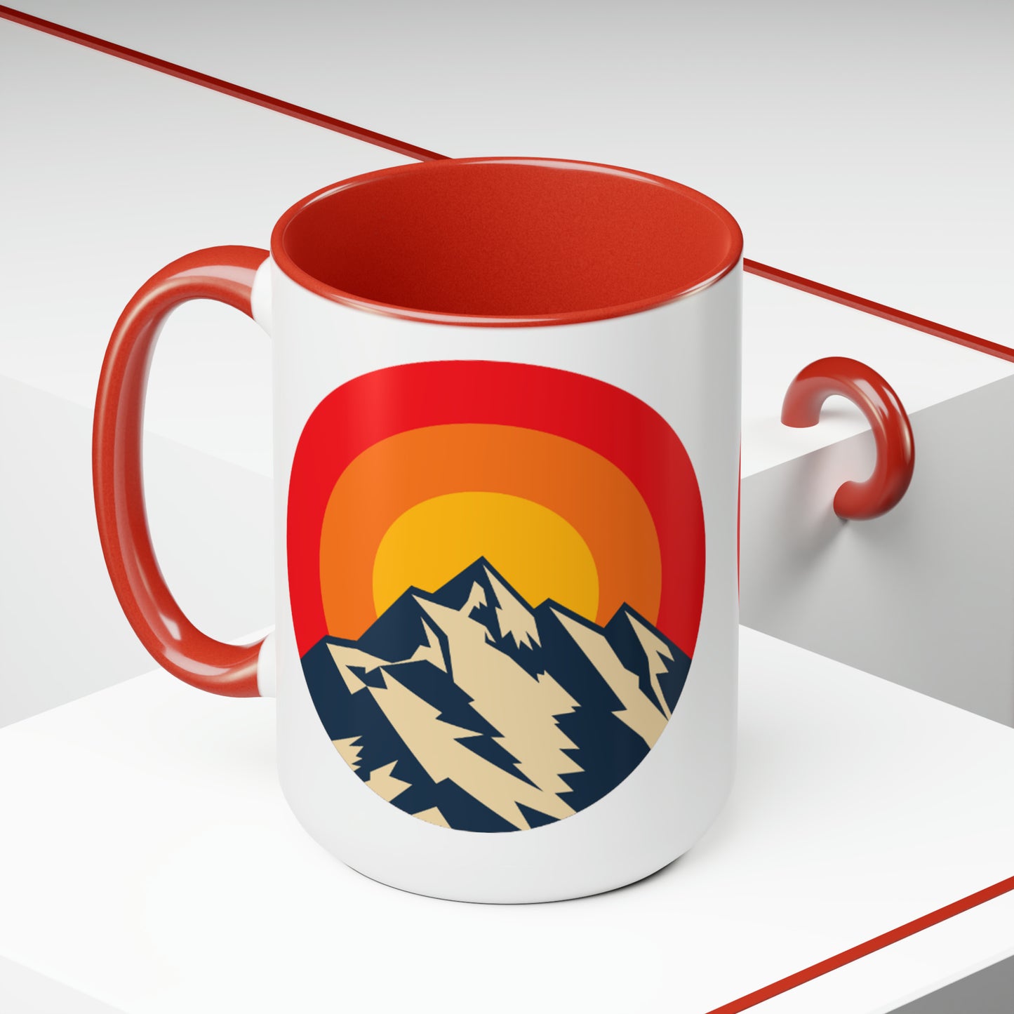 Retro Mountain Two-Tone Coffee Mugs, 15oz