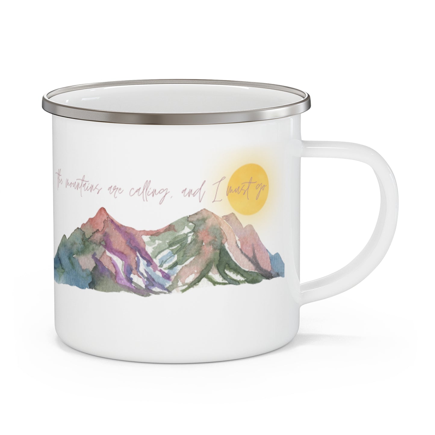 The Mountains are Calling Enamel Camping Mug