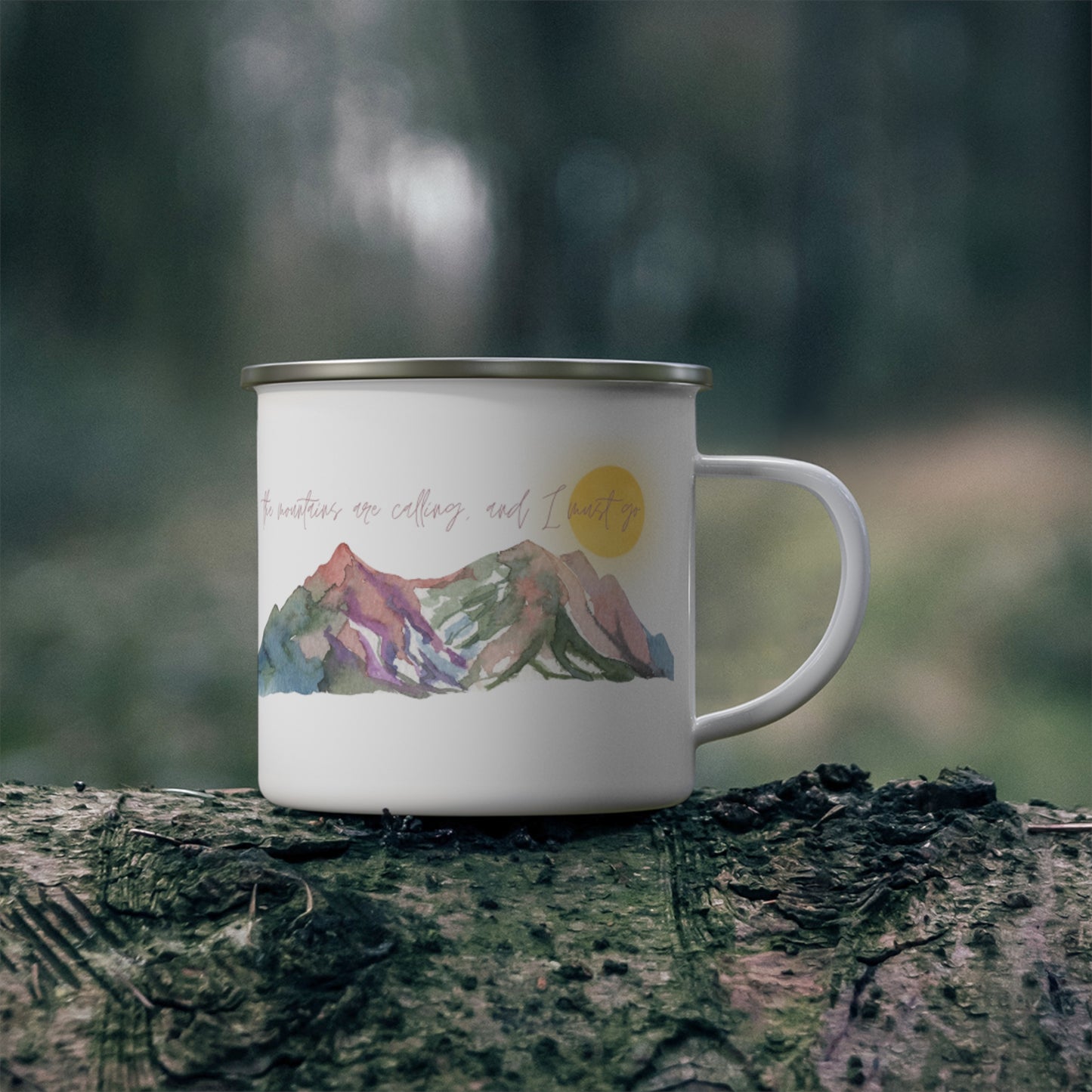 The Mountains are Calling Enamel Camping Mug