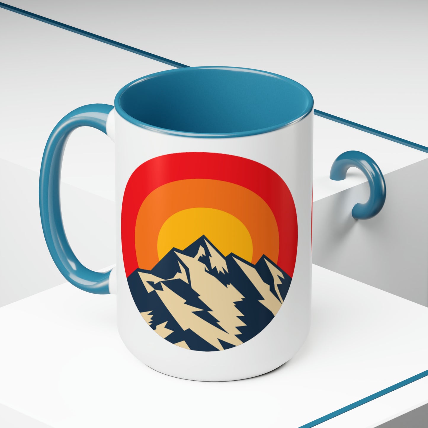 Retro Mountain Two-Tone Coffee Mugs, 15oz